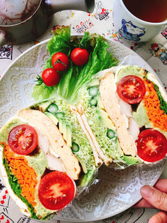 油揚げで!空豆とチキンのわんぱくサンド-レシピのメイン写真