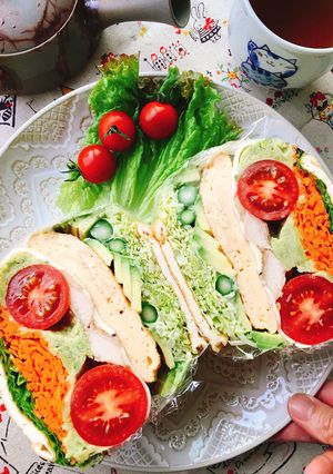 油揚げで!空豆とチキンのわんぱくサンド-レシピのメイン写真