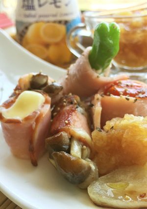 季節野菜ベーコン串焼✿塩レモンおろし添え-レシピのメイン写真