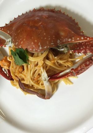 ワタリガニのトマトクリームパスタ-レシピのメイン写真