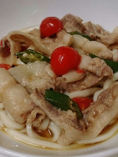 夏野菜とお肉のうどん-レシピのメイン写真