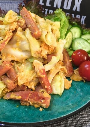 スピード料理!スパムとキャベツの卵とじ-レシピのメイン写真
