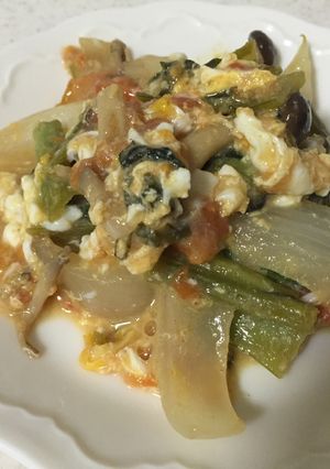 ノンオイルなトマトと野菜の卵とじ炒め-レシピのメイン写真