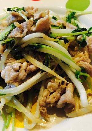 豚こまの豆苗もやしのポン酢炒め-レシピのメイン写真