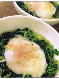 ほうれん草&温泉たまご-レシピのメイン写真