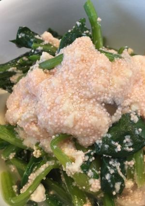 絶品！ほうれん草としめじの明太子豆腐和え-レシピのメイン写真