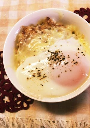 乗せてチンするだけ！☆おかか卵ごはん-レシピのメイン写真