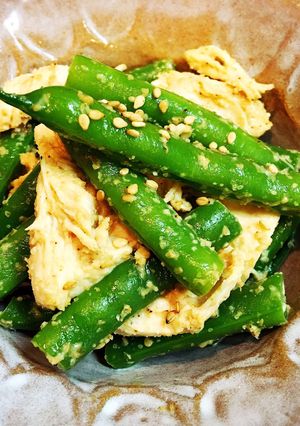 茹でて混ぜる！ささ身とインゲンの胡麻和え-レシピのメイン写真