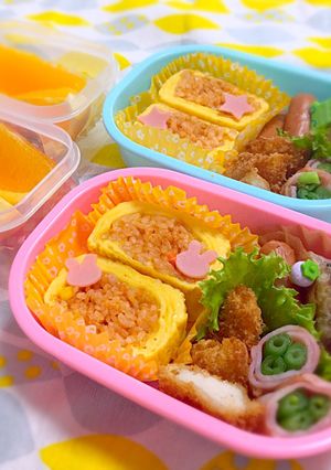 幼稚園 お弁当 ＊ロールオムライス＊-レシピのメイン写真