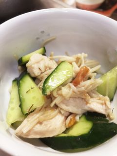 レンジで簡単♪鶏+梅のさっぱりあえ♪-レシピのメイン写真