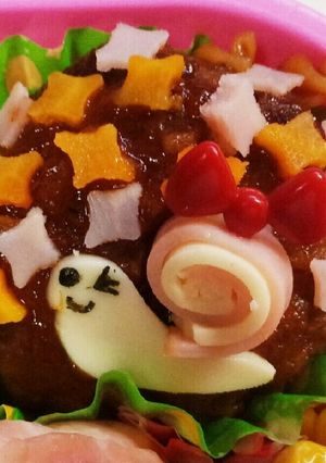 キャラ弁♡あじさいハンバーグ＆かたつむり-レシピのメイン写真