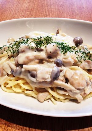 きのことチキンのクリームパスタ〜覚え書〜-レシピのメイン写真