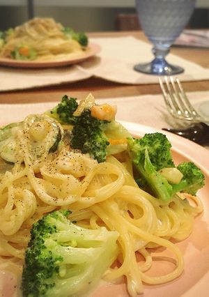 ランチにお野菜のチーズクリームパスタ-レシピのメイン写真