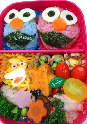 キャラ弁 エルモ クッキーモンスター-レシピのメイン写真