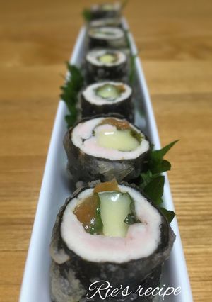 梅チーズ味♡ささ身の海苔巻き天ぷら♡-レシピのメイン写真
