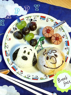 簡単キャラ弁☆真ん丸おにぎりなスヌーピー-レシピのメイン写真