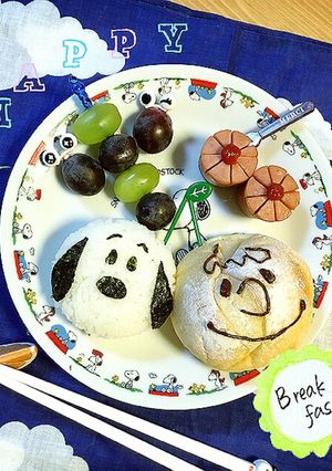 簡単キャラ弁☆真ん丸おにぎりなスヌーピー-レシピのメイン写真