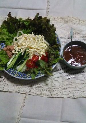サラダうどん南高梅ソースを添えて-レシピのメイン写真