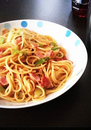 ネギとベーコンの簡単めんつゆパスタ-レシピのメイン写真