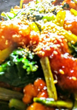 鶏肉と小松菜の甘酢炒め-レシピのメイン写真