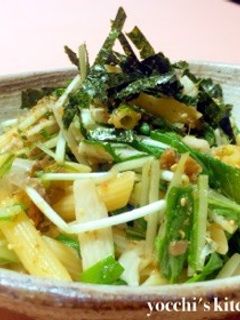 簡単!水菜と梅干しと長芋の和風サラダ-レシピのメイン写真