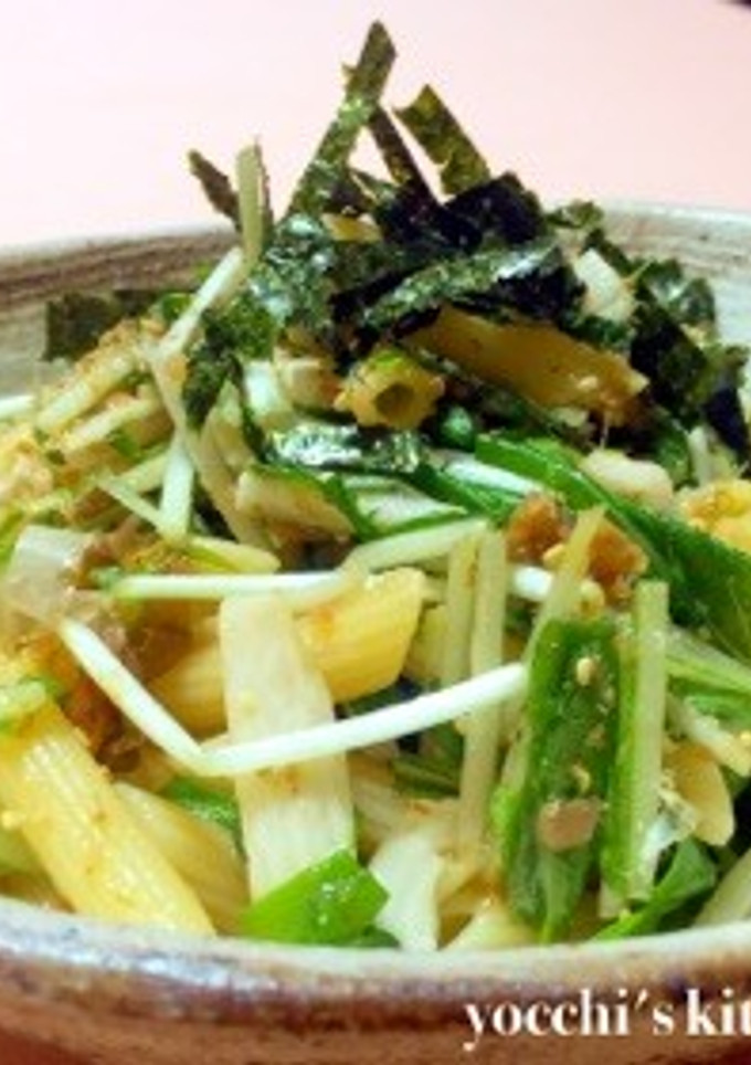 簡単！水菜と梅干しと長芋の和風サラダ-レシピのメイン写真