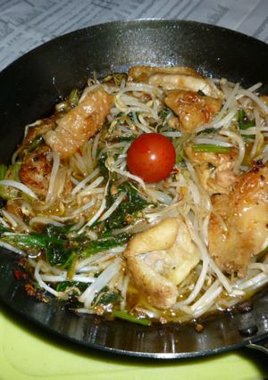 ほうれん草＋もやしの鶏皮炒め-レシピのメイン写真