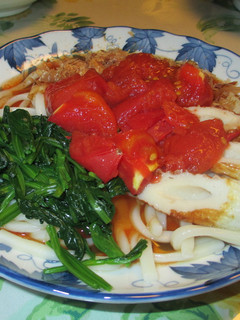 トマトとほうれん草の簡単冷やしうどん-レシピのメイン写真