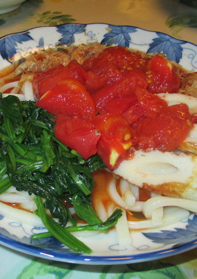 トマトとほうれん草の簡単冷やしうどん-レシピのメイン写真