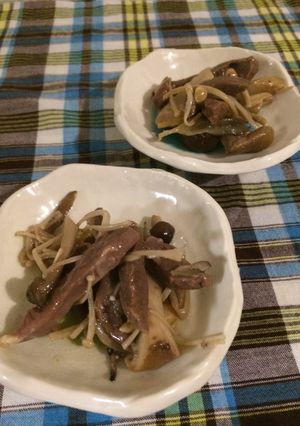 ハツときのこの塩炒め-レシピのメイン写真