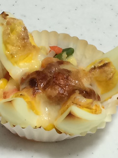 お弁当に!茹で卵のピザ風味焼き-レシピのメイン写真