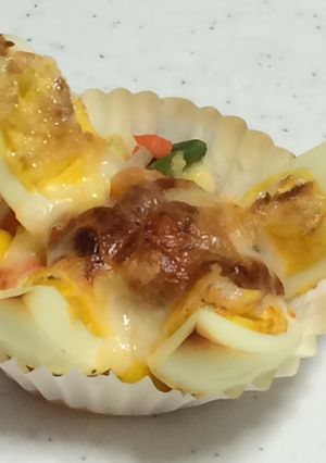 お弁当に！茹で卵のピザ風味焼き-レシピのメイン写真
