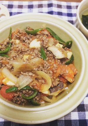 ジューシートマトのひき肉丼♪-レシピのメイン写真