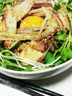 薬味たっぷり!タコユッケ丼-レシピのメイン写真