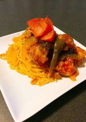 ゴロゴロチキンのトマトソースパスタ-レシピのメイン写真