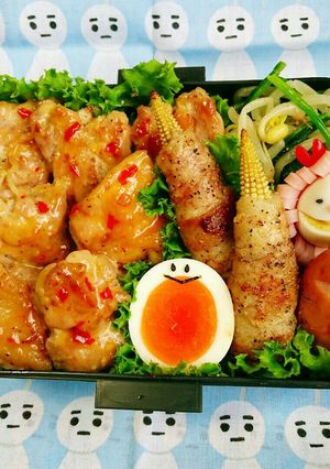 鶏肉のにんにくチリマヨのお弁当♪♪-レシピのメイン写真