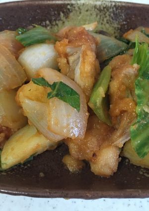 冷凍唐揚げで簡単野菜ケチャ炒め-レシピのメイン写真