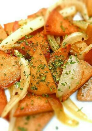大豆ハムと新玉ねぎのココナッツオイル炒め-レシピのメイン写真