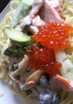 カフェ風♪サーモン&いくらの親子パスタ★-レシピのメイン写真
