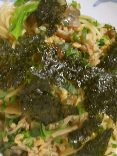 自家製なめ茸とひきわり納豆のパスタ-レシピのメイン写真