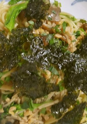 自家製なめ茸とひきわり納豆のパスタ-レシピのメイン写真
