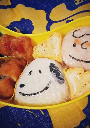 キャラ弁 スヌーピー&チャーリーおにぎり-レシピのメイン写真