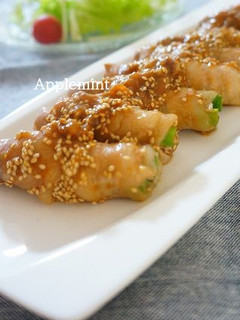 うめぇ(梅)ごまだれのアスパラ豚肉巻き-レシピのメイン写真