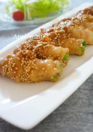 うめぇ（梅）ごまだれのアスパラ豚肉巻き-レシピのメイン写真