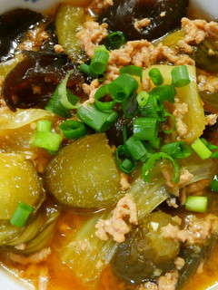 チンゲン菜とキュウリ挽き肉のオイスター煮-レシピのメイン写真