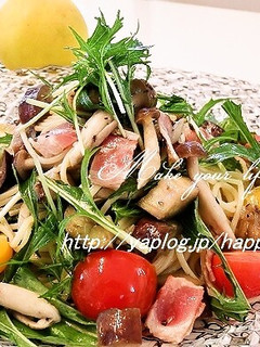 水菜となすのピリッとゆず胡椒☆冷製パスタ-レシピのメイン写真