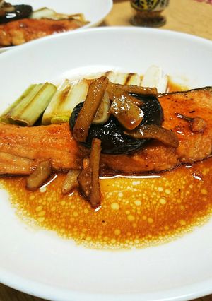 鮭と長ネギの香ばし焼き しいたけ添え-レシピのメイン写真