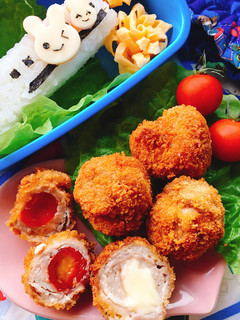 お弁当にプチトマトとチーズの肉巻きフライ-レシピのメイン写真
