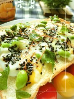 崩し温玉×枝豆の塩レモン和トースト-レシピのメイン写真