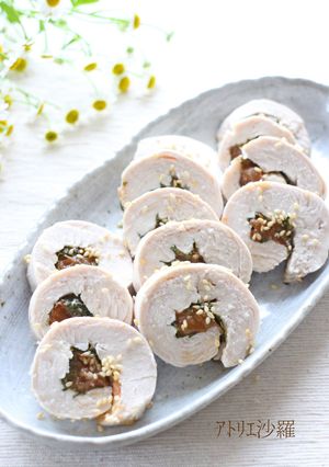 レンジで簡単♪梅干し風味✿鶏むね肉ロール-レシピのメイン写真